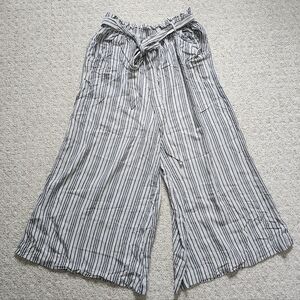 American Eagle Blue White Striped Palazzo Gaucho Wide Leg Pants Medium